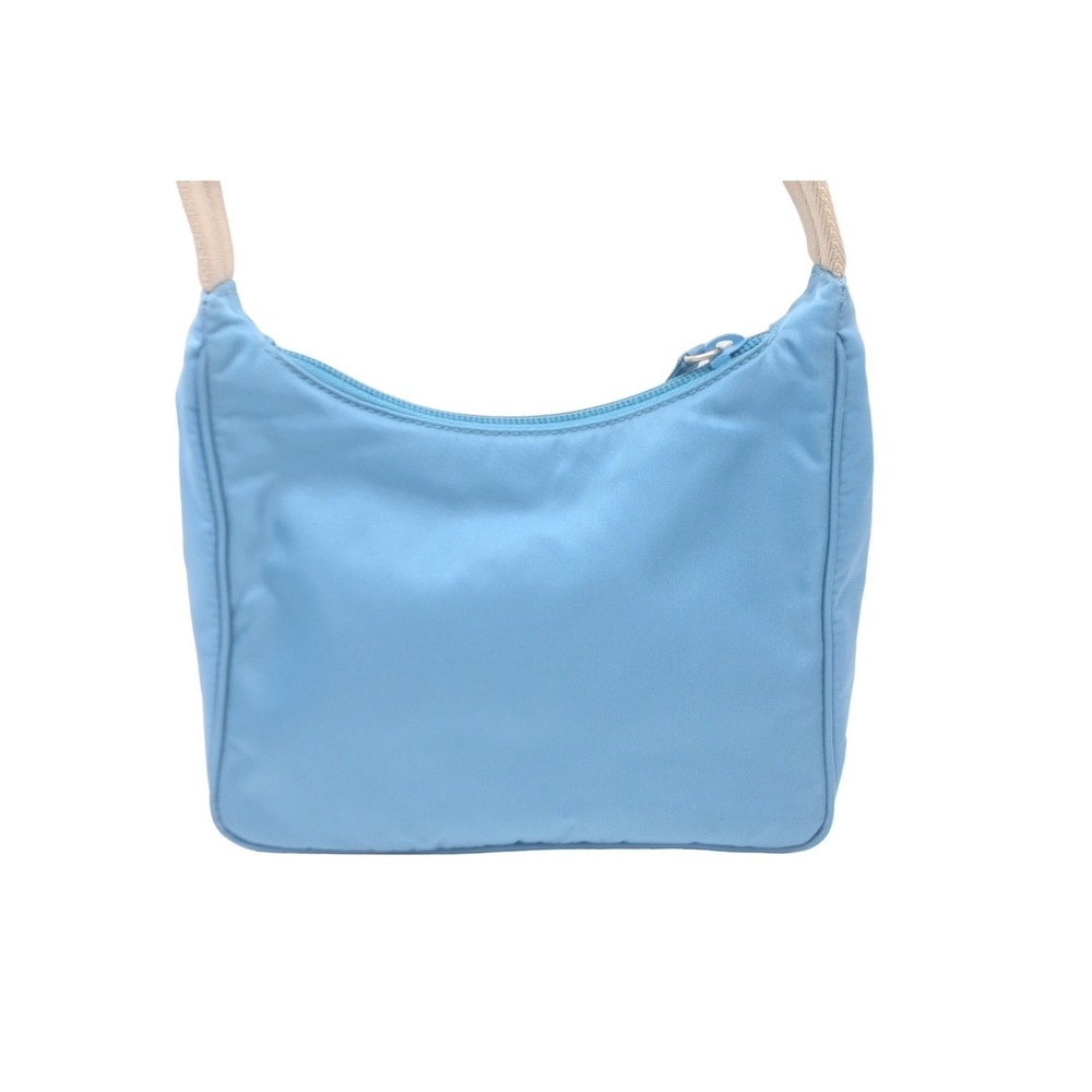 PRADA Hobo Handbag Blue Triangle Logo One Shoulder - Picture 2 of 10